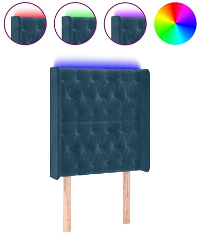 vidaXL - Hoofdbord - LED - 83x16x118/128 - cm - fluweel - donkerblauw