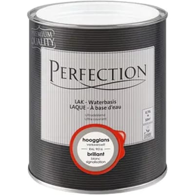 Perfection Houtlak Lak - Hoogglans - Verkeerswit Ral 9016 - 750ml