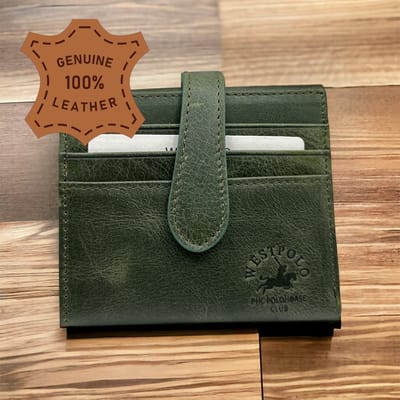 Westpolo Stijlvolle leren pasjeshouder - Perfect cadeau voor verjaardagen, Valentijnsdag, Moederdag en Vaderdag! - Khaki - Met Luxe Cadeaubox - 9075C van Leerella