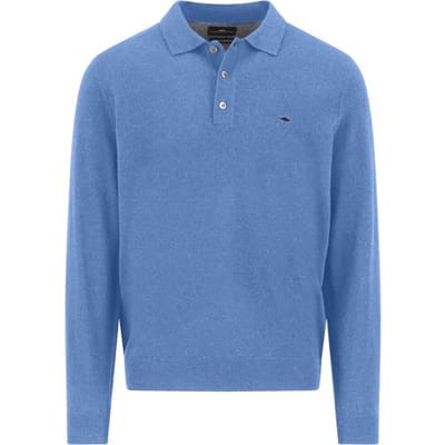 Fynch-Hatton Trui Polo Pullover Merino Cashmere Crystal Blue / male
