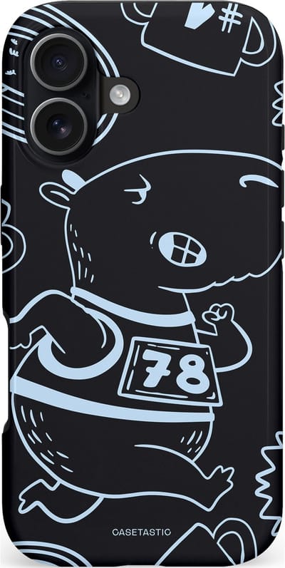 Casetastic hoesje geschikt voor Apple iPhone 17 - MagSafe - Dubbellaagse bescherming - Capibara kampioen - Fashion Case - Zwart Grijs