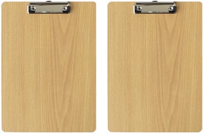 Dailygoods- Klembord A4 Hout - 2 Stuks - Draagbaar - Stabiele Veerklem - Verborgen Hanggaten - Hoogwaardige Vezelplaten - Schrijfbord