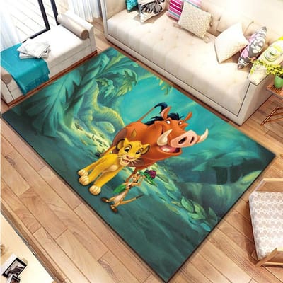 Grillig Savanne-Thema Tapijt – Ideaal voor Kinderkamers, Woonkamer & Huisdecoratie | Schattige Cartoon Vloermat als Cadeau 60*90cm