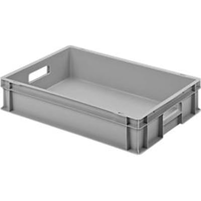 Ringoplast kunststof kratten serie Unista L120, door handgrepen, gladde bodem, L 600 x B 400 x H 120 mm, grijs