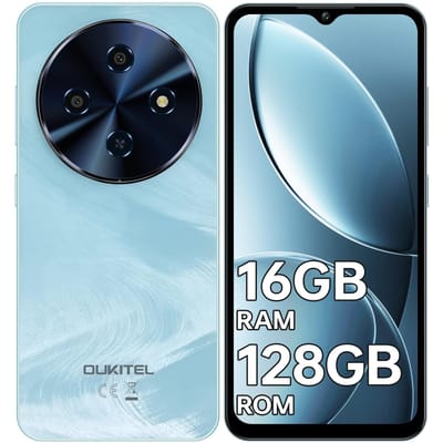 Téléphone OUKITEL C5 Débloqué, 16(4+12) Téléphone Portable 6 Go RAM + 128 Go/TF 1 To ROM, Écran Goutte d'Eau 6,52 , Batterie 5000 mAh Téléphones Android bleu