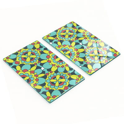 Glazen snijplanken met abstracte bloemenprint, 2x30x52 cm