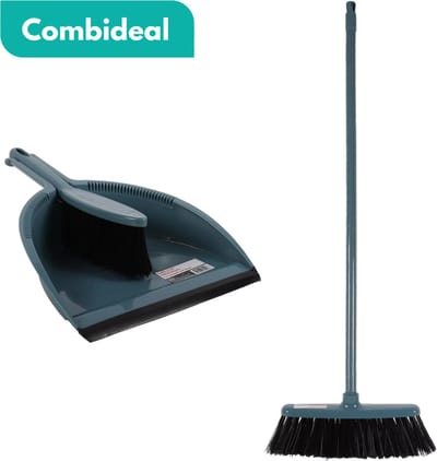 Tuilana ® - COMBIDEAL - Zachte bezem - Huisbezem - Kamerveger - Stoffer & Blik - Trendy kleur - Kunststof - Lichtgewicht - Hoogwaardige kwaliteit