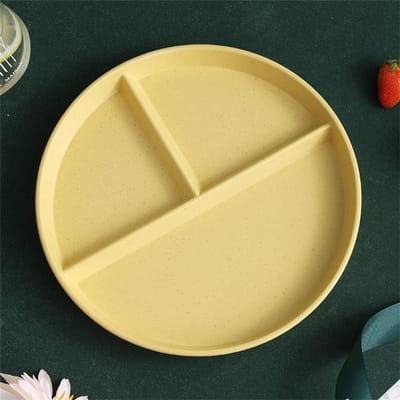 1/2/3/5/10 stuks 3-vaks Westers Compartimentsbord Voor Eten Fruit Salade Verdeeld Bord Tarwestro Dieet Maaltijdbord Keuken Servies beige