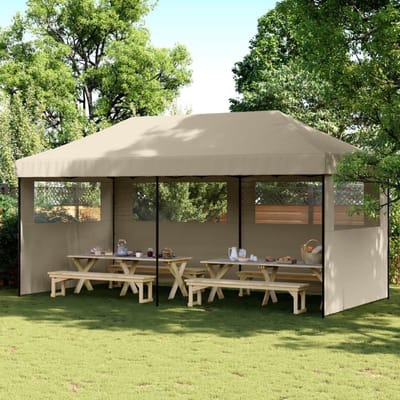 Opvouwbare Partytent - Pop-up Paviljoen - Feesten Organiseren - Met Transparante Ramen - Niet gespecificeerd - Taupe