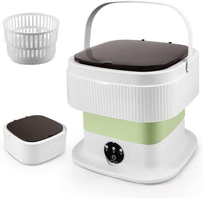 Mini-wasmachine - Opvouwbare wasautomaat - Kleine was doen - Met centrifugemand - 11 liter - Groen