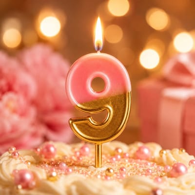 Verjaardagstaart kaarsjes – Cijfer 9 - Cijferkaars Retro - roze goud - Happy Birthday kaars – verjaardags kaars – gekleurd kaarsje – taartdecoratie – feest - taartversiering – feestartikel – verjaardagscadeau - taartaccesoires