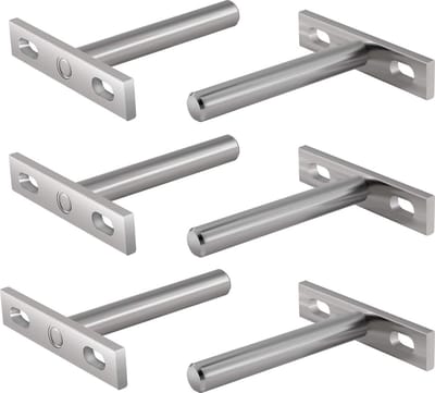 6 stuks - Industriële wandplank - Wandmontagebeugel - Industriële plankbeugel - Staal - Metaal - Plankbeugel - Zwevende plank - Metalen beugel - 3 inch - Verborgen bevestigingen