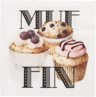 Papstar - Servetten - 3-laags 1/4 vouw - 33 cm x 33 cm - cupcakes - fun - 20 stuks