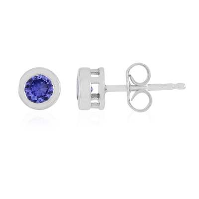Cavill - Elegante Oorbellen 925 Sterling Zilver - Platina Geplateerd - 0,54 ct Ronde Paarse Tanzaniet Edelstenen - Sieraden uit Tanzania