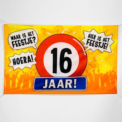 XXL Gevel vlag - 16 jaar
