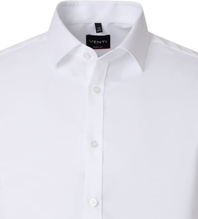 VENTI body fit overhemd - twill - wit - Strijkvrij - Boordmaat: 38