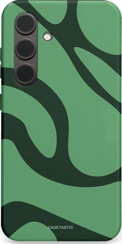 Casetastic hoesje geschikt voor Samsung Galaxy S24 - Dubbellaagse bescherming - Khakigroene Bos Blobs - Fashion Case - Saliegroen Donkergrijs