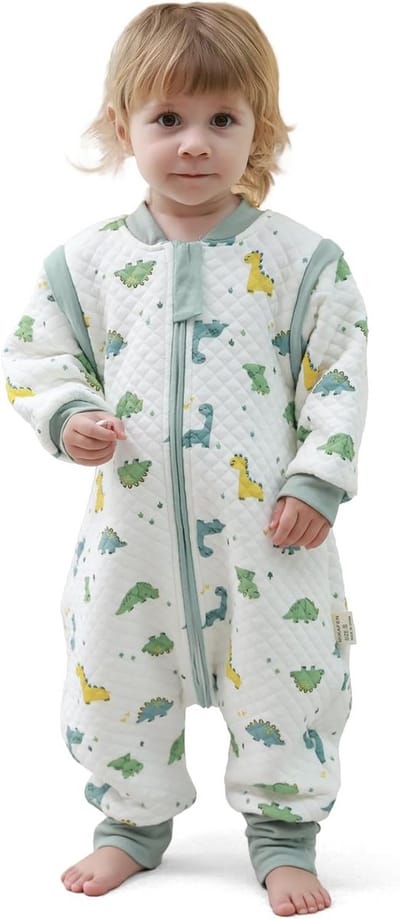 Babyslaapzak met Afneembare Mouwen en Voeten voor Peuters - Geschikt voor het Hele Jaar, Dinosaurus Design, 2,0 Tog Katoen