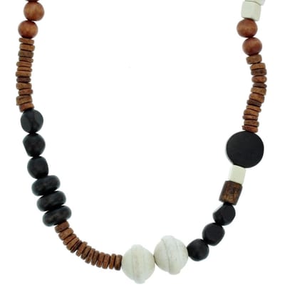 Behave - Lange ketting dames - Houten kralen - Etnische stijl