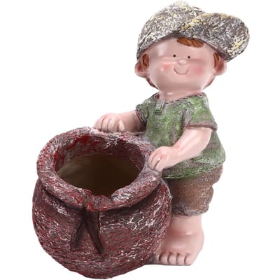 Bloempot Ornament Cartoon Kinderfiguur Waterdicht Textuur Prachtig Levendig Beeldje voor Tuin Gazon gray