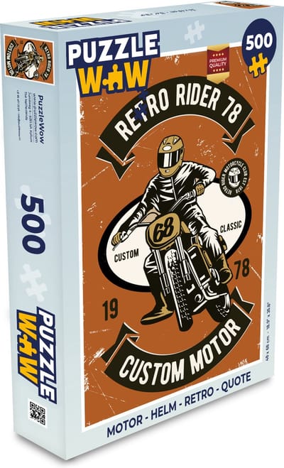 Puzzel Motor - Helm - Retro - Quote - Legpuzzel - Puzzel 500 stukjes