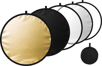 Reflectiescherm - Reflectiescherm fotografie - 5-in-1 Fotografie Reflector 60 cm – Opvouwbare Lichtreflector Set met Zilver Goud Wit Zwart en Diffusie Paneel – Studio en Product Fotografie Accessoire met Draagtas
