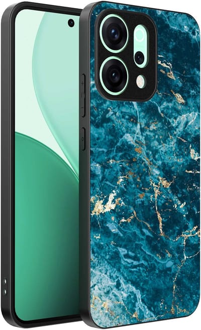 Geschikt voor Oppo Reno 14 Telefoonhoesje met marmer opdruk - TPU backcover case blue marble design - Blauw - Smartphonica geschikt voor Oppo Reno 14