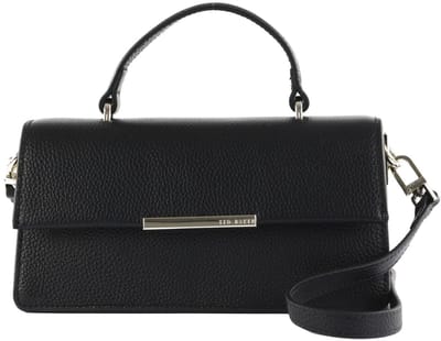 Ted Baker Leren handtas schoudertas Rosly Bar Detail Elongated Top Handle Bag Black zwart