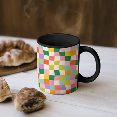 Magische Mok - Foto op Warmte Mokken - Koffiemok - Vierkanten - Kleurrijk - Golvend - Magic Mok - Beker - 350 ML - Theemok