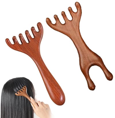 Sandalwood Massage Kam - Houten Hoofdmassage Kam met Brede Tanden voor Ontspanning en Gezond Haar