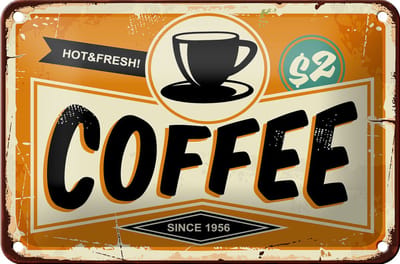 Blechschild Retro 18x12cm Kaffee hot fresh Coffee