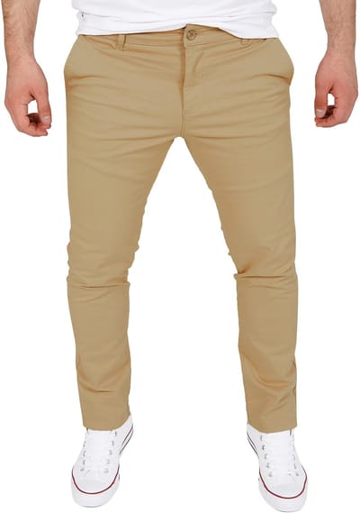 WOTEGA Heren Chinobroek Glenn – Slim Fit – Katoen Stretch – Beige – 5-pocket