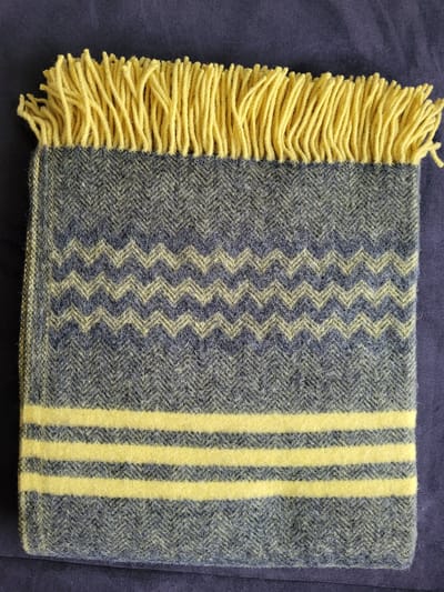 LVL Style Deken - Plaid -Merino wol - 100% Nieuw - 140x200cm - GEEL/GRIJS