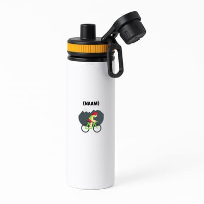 Hacebo® - Mountainbike met eigen naam waterfles met draaidop oranje - Sport - Mountainbiker - Sport - water fles - 850ML