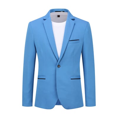 Heren colbert slim fit jas zakelijk dagelijks blazer hemelsblauw