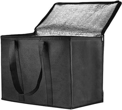 Geïsoleerde Koeltas - Koeltas - Opvouwbare koeltas - Met bodempaneel - Stevig Polyester Materiaal - Lunchtas - Picknicktas - Koeltas Lunch - Koeltassen - Geïsoleerde tas voor kamperen, picknicken, winkelen, auto, barbecue - 44*36*266cm - Zwart