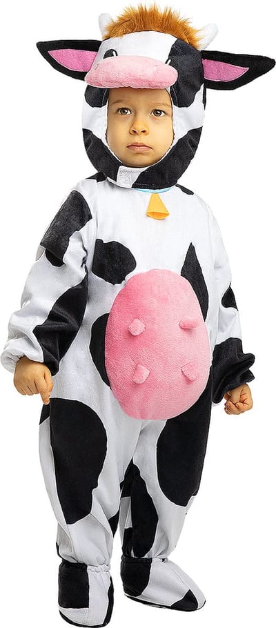 FUNIDELIA Koe Kostuum - Onesie Koe voor baby - Maat: 81 - 92 cm - Wit