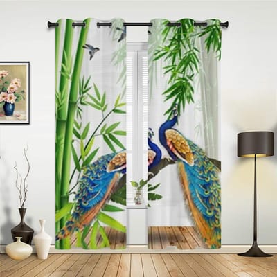 Prachtige Pauw Achtergrond Raamgordijnen Voor Woonkamer Luxe Slaapkamer Decoratie Gordijnen Keuken Raambekleding Gordijnen 135W x 60H(cm) x1 beige