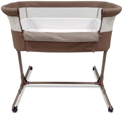 LUVION® Co Sleeper Mocha Walnut – Aanschuifbedje – Baby Wieg – Co-Sleeper – Verstelbaar – Inclusief Matras – Bruin