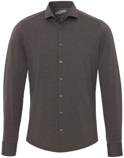 Pure H.Tico The Functional Shirt Bruin - Maat 37 - Heren - Overhemden Casual