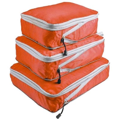 Rantion Lot de 3 cubes d'emballage à compression pour voyage, sac de rangement pour bagages, valise, organisateur, pliable, en nylon imperméable