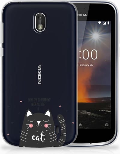 TPU Hoesje voor Nokia 1 Telefoonhoesje met Naam Cat Good Day