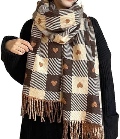 longziming -Dames Sjaal – Zachte en Warme Kasjmier-look Sjaal – Cozy Oversized Wrap voor Herfst en Winter – Luxe Bruin / Beige – Perfect als Cadeau voor Haar