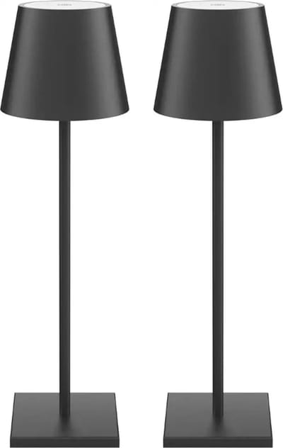 Oplaadbare tafellamp - 2 Stuks - dimbaar - zwart aluminium - 2700K - Bureaulamp - IP54 - 38 CM