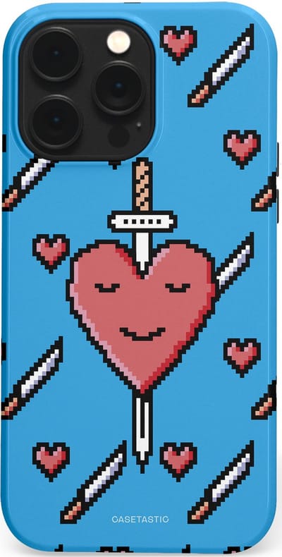 Casetastic hoesje geschikt voor Apple iPhone 14 Pro Max - MagSafe - Dubbellaagse bescherming - Zwaard saga - Fashion Case - Lichtblauw Zwart Koraal