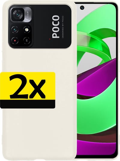 Hoesje - 2 Stuks - Geschikt voor Xiaomi Poco M4 Pro 5G - Sterk & Shockproof - Case Siliconen - Back Cover - Telefoon Hoes - Telefoonhoesjes - Wit