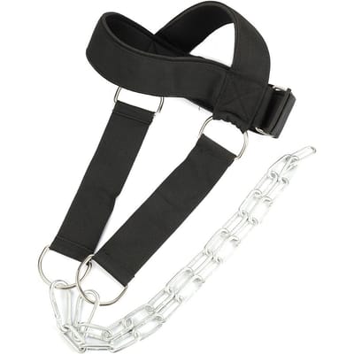 Harnais de cou réglable pour l'entraînement du cou avec large sangle rembourrée noir