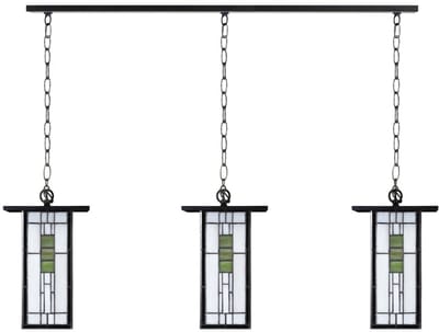 3 x Tiffany So Long Frank Lloyd Wright met ketting lampen aan plafondbalk - Art Deco Trade