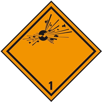 ADR klasse 1 sticker explosieve stoffen 50 x 50 mm - 10 stuks per kaart