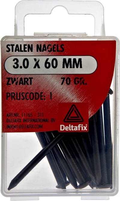 Deltafix stalen nagels 3,0 x 60 mm - zwart staal - profi - 70 gram